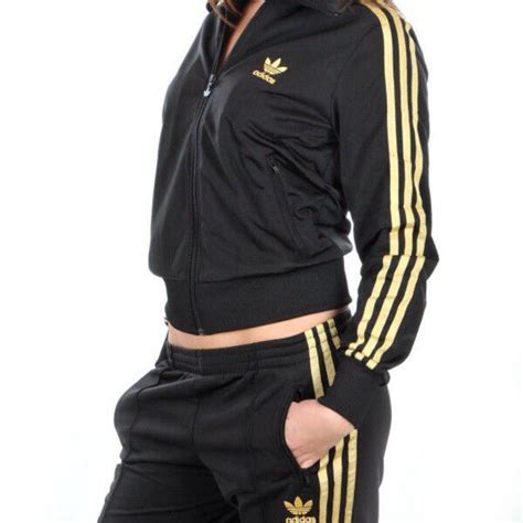 adidas damen jogginganzug schwarz gold|Adidas trainersanzug damen.